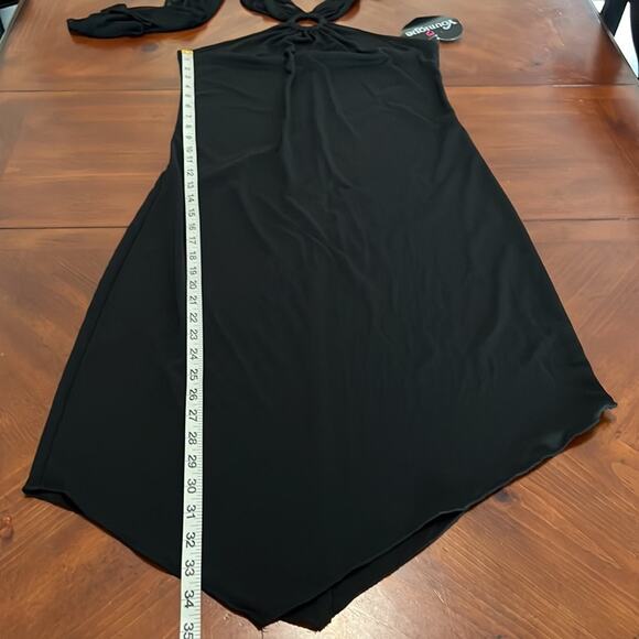 Younique Y2K Vintage Black Halter Dress Juniors Size Large Asymmetrical Clubwear - Picture 9 of 9